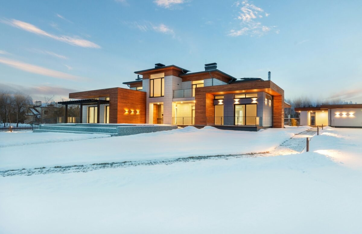 Wintery example of contemporary residential architecture