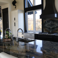 modern style kitchen with island