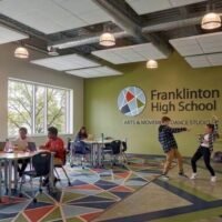 Interior rendering of the Franklinton High School arts and movement dance studio