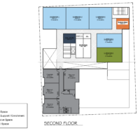 Franklinton High School second floor plan color-coded by academic, support, administrative and communal space