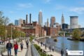 Historic industrial architecture and modern urban developments in Cleveland Ohio